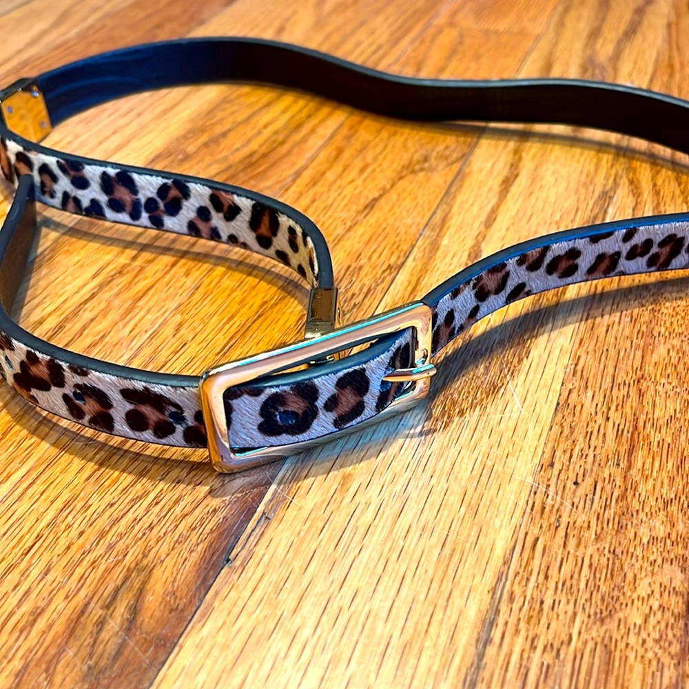 Chico’s Reversible Leopard Print & Black Snakeskin Clasp Belt New without tags